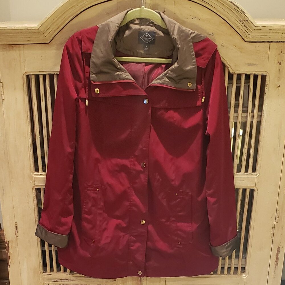 St Johns Bay Red and Gray Anoraks Coat  with Detachable Hood